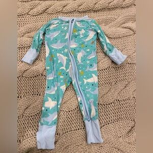 Little Sleepies Shark Soirée, newborn size, GUC